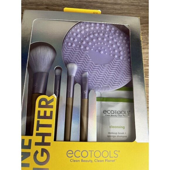EcoTools Limited Edition Shine Brighter 7piece Brush Set Cleaner & Cleansing Pad - Picture 2 of 4
